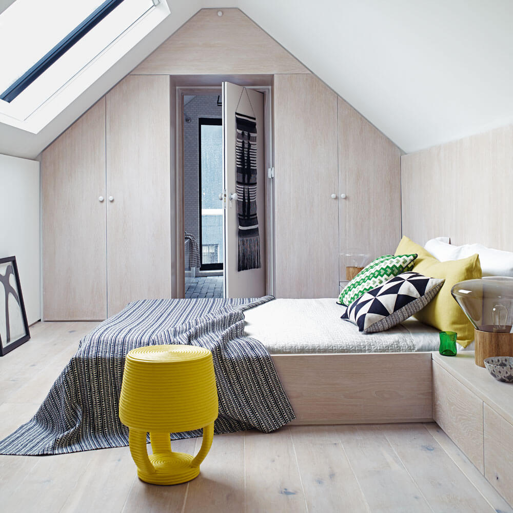 Trendy loft bedroom