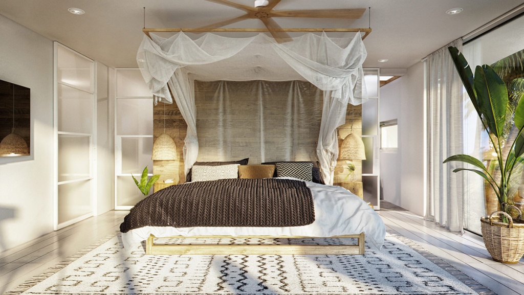 Open tropical bedroom