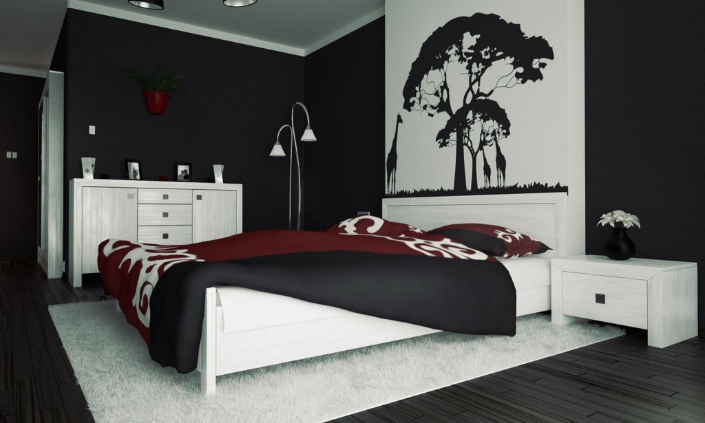 Fashionable black bedroom