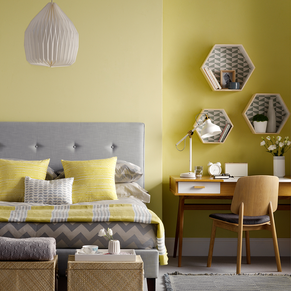 Attractive yellow bedroom