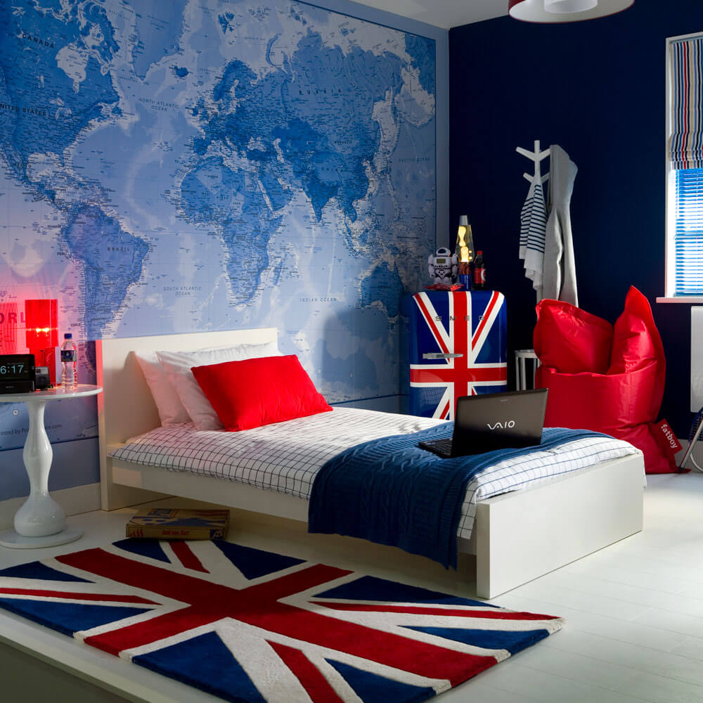 World map bedroom wallpaper