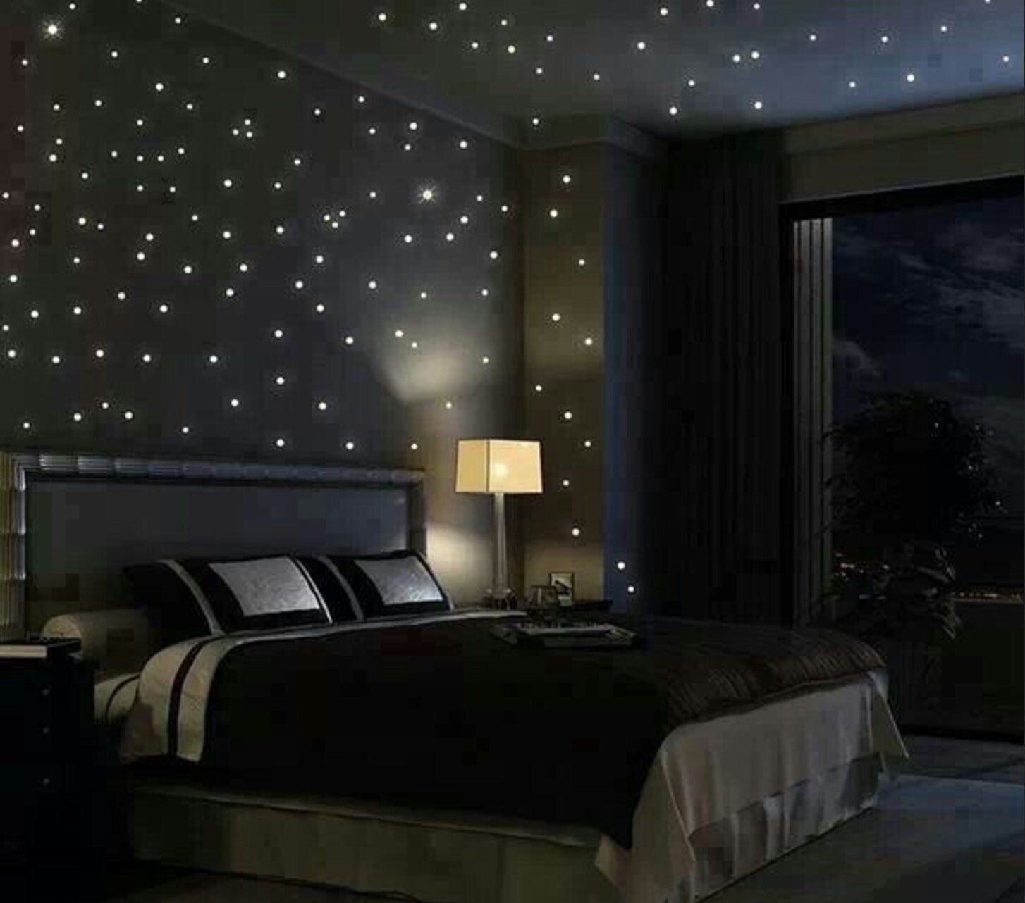 Sparkling black bedroom