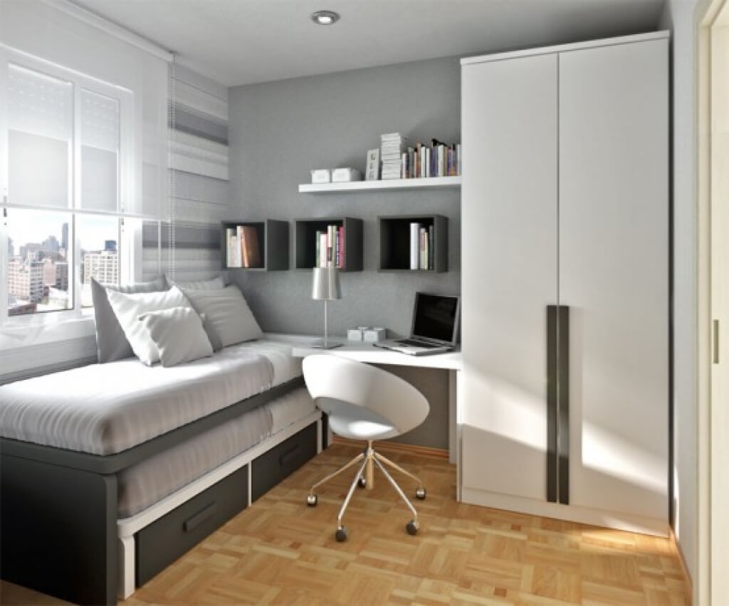 Minimalist gray bedroom