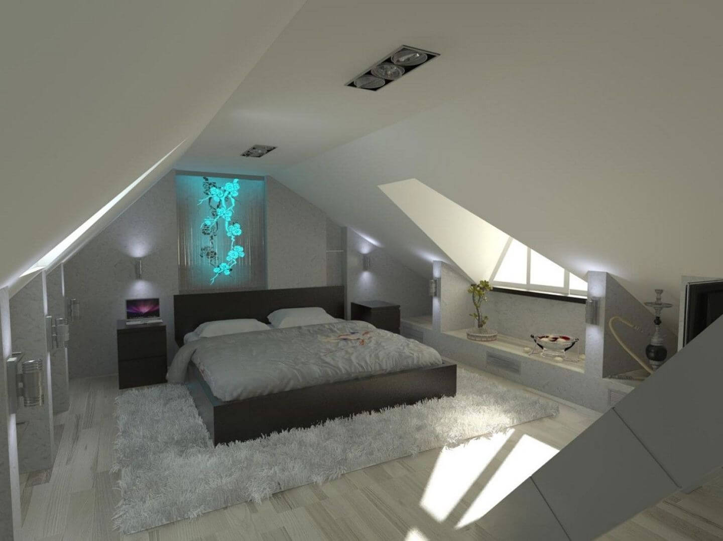 Elegant bedroom in the attic