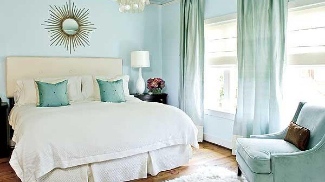 Clear blue bedroom