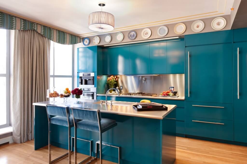 Iridescent blue kitchen