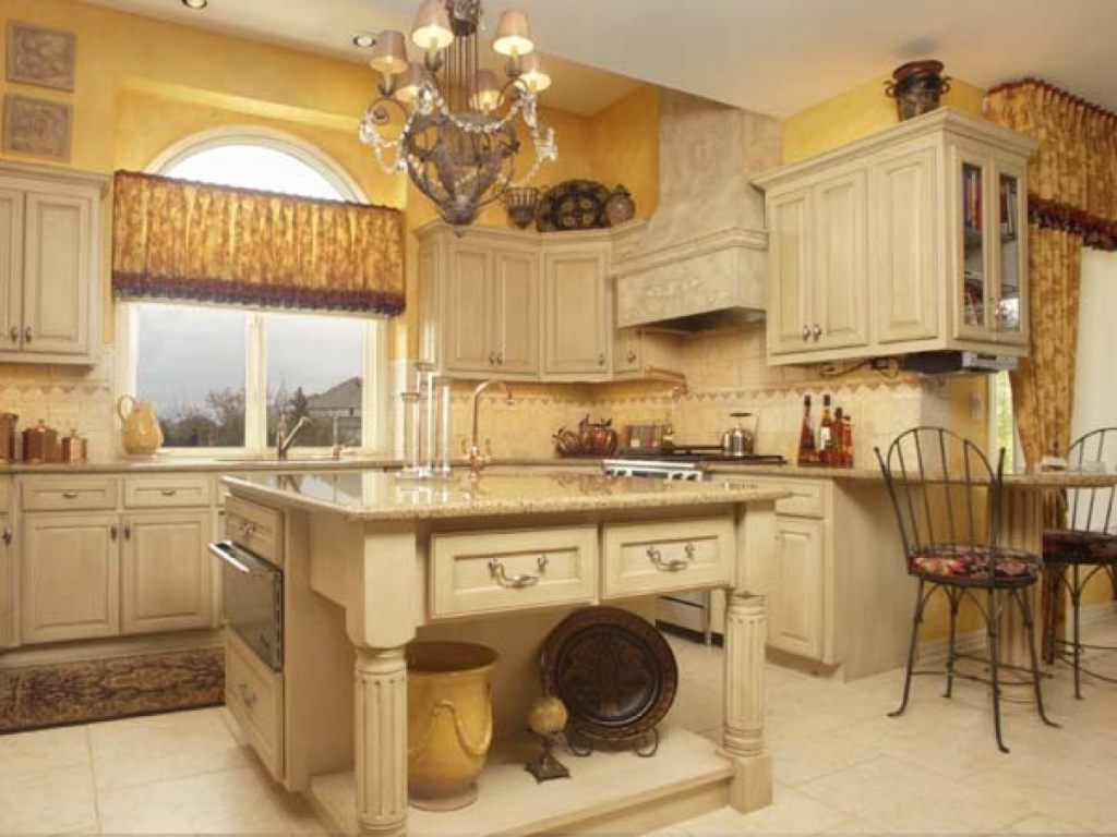 Distressed cabinet style kitchen island