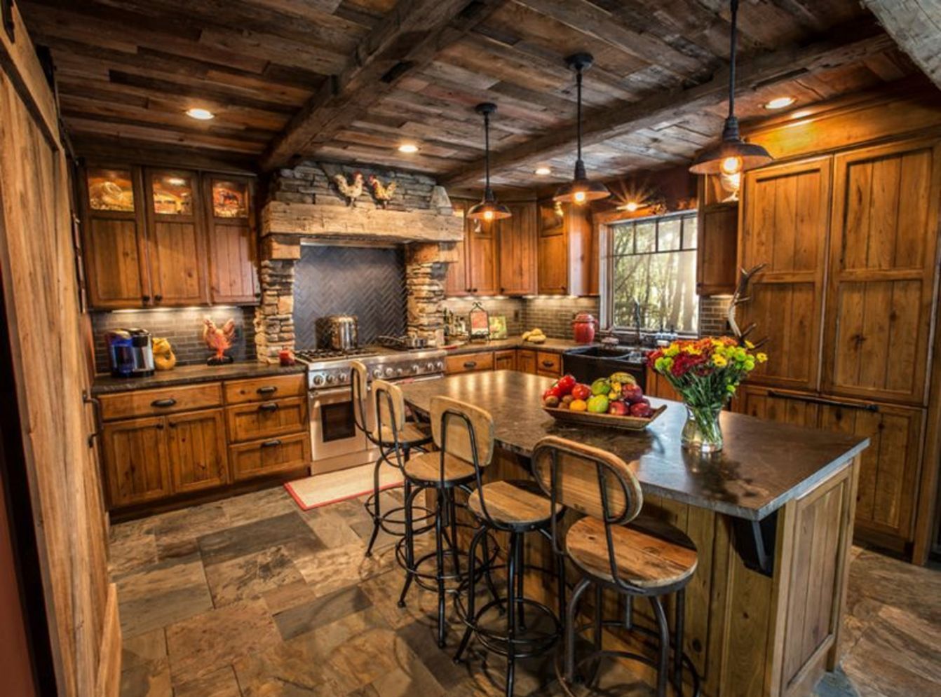 Warm cabin kitchen