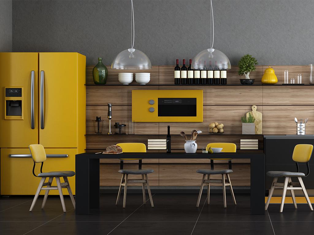 Stylish yellow kitchen