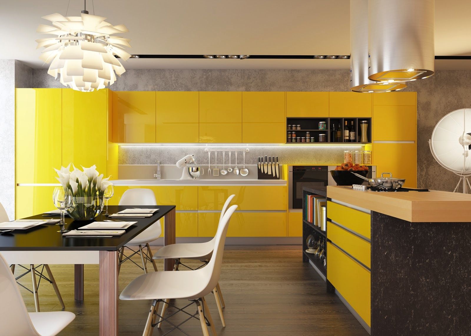 Modern yellow kitchen