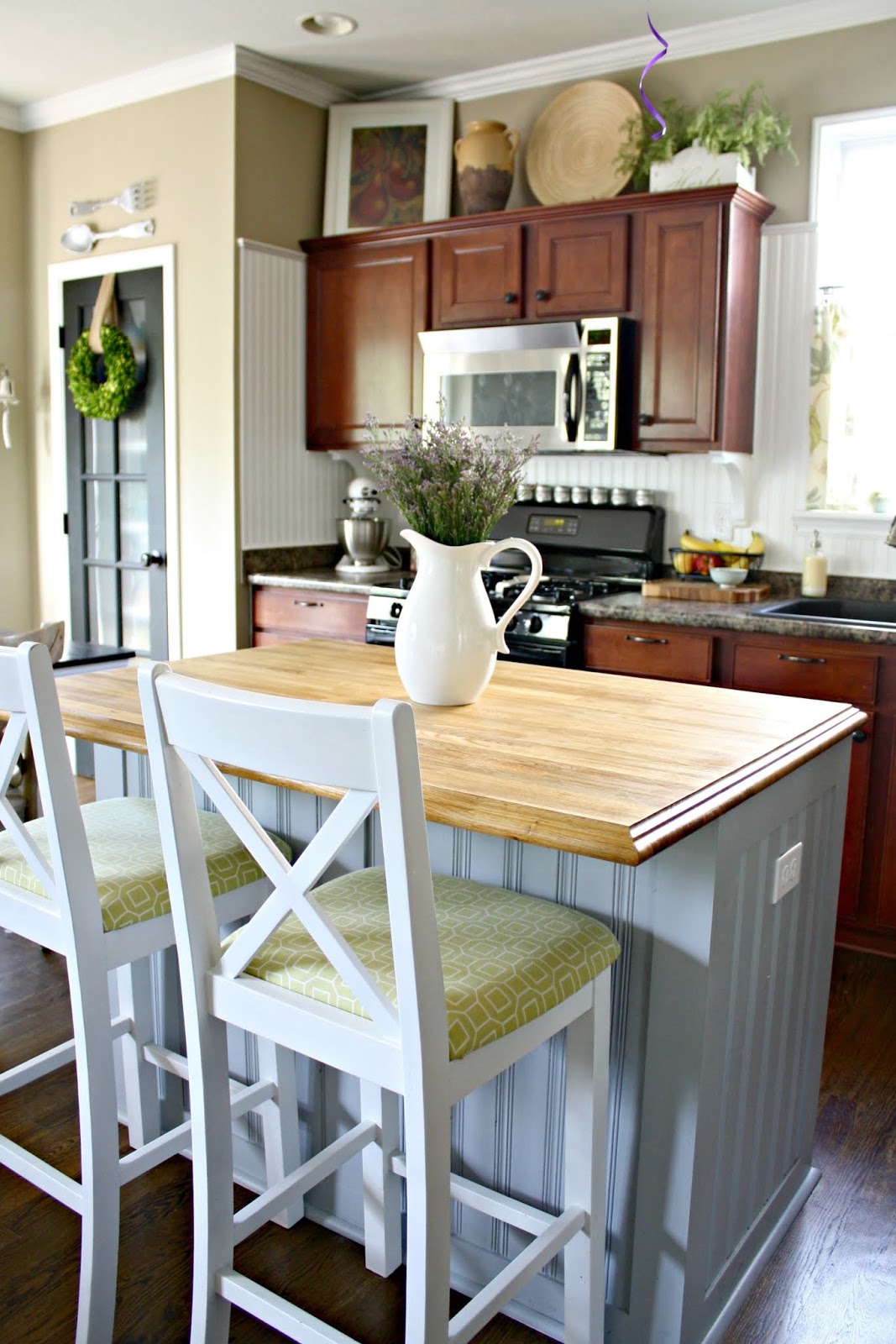 Kitchen island with soothing beadboard