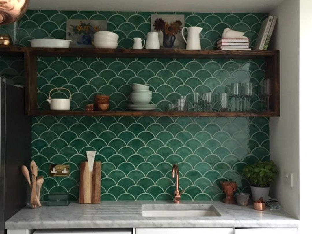 Kitchen shelves made from recycled material