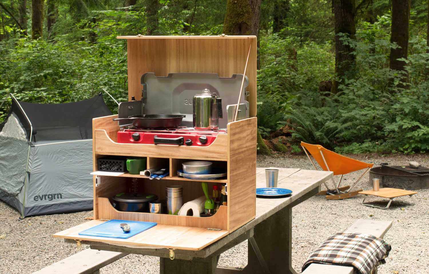 Practical outdoor camping kitchen