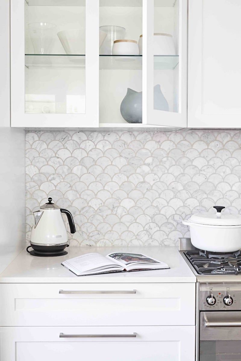 Sweet kitchen back wall made of marble