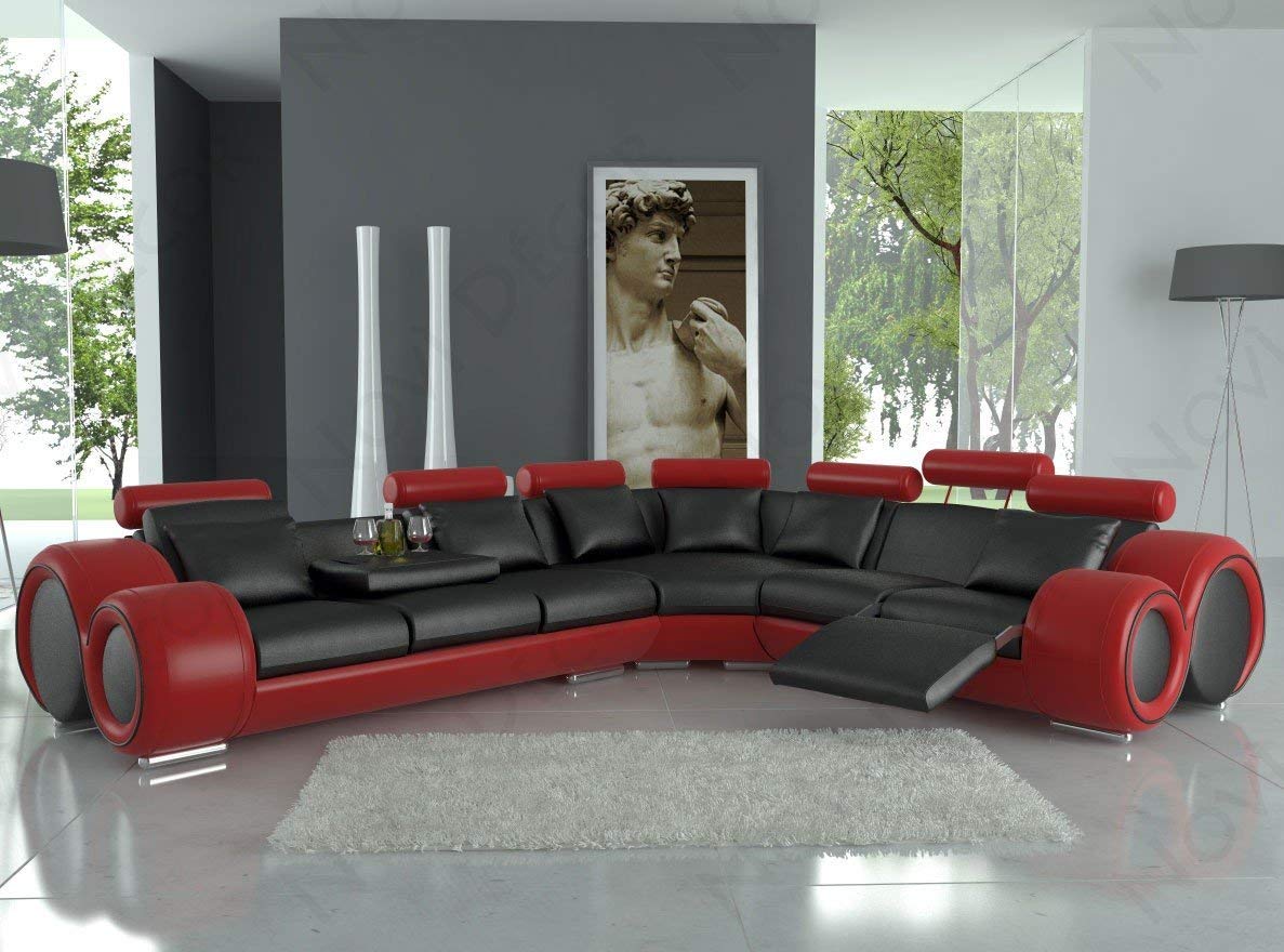 Out-of-the-box living room in red and black