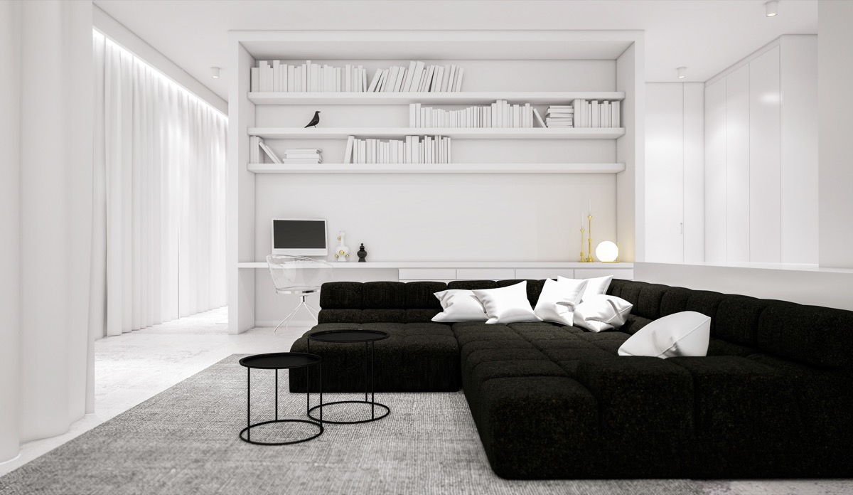 Casual, minimalist living room