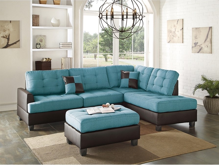 Casual living room in teal and brown brown 