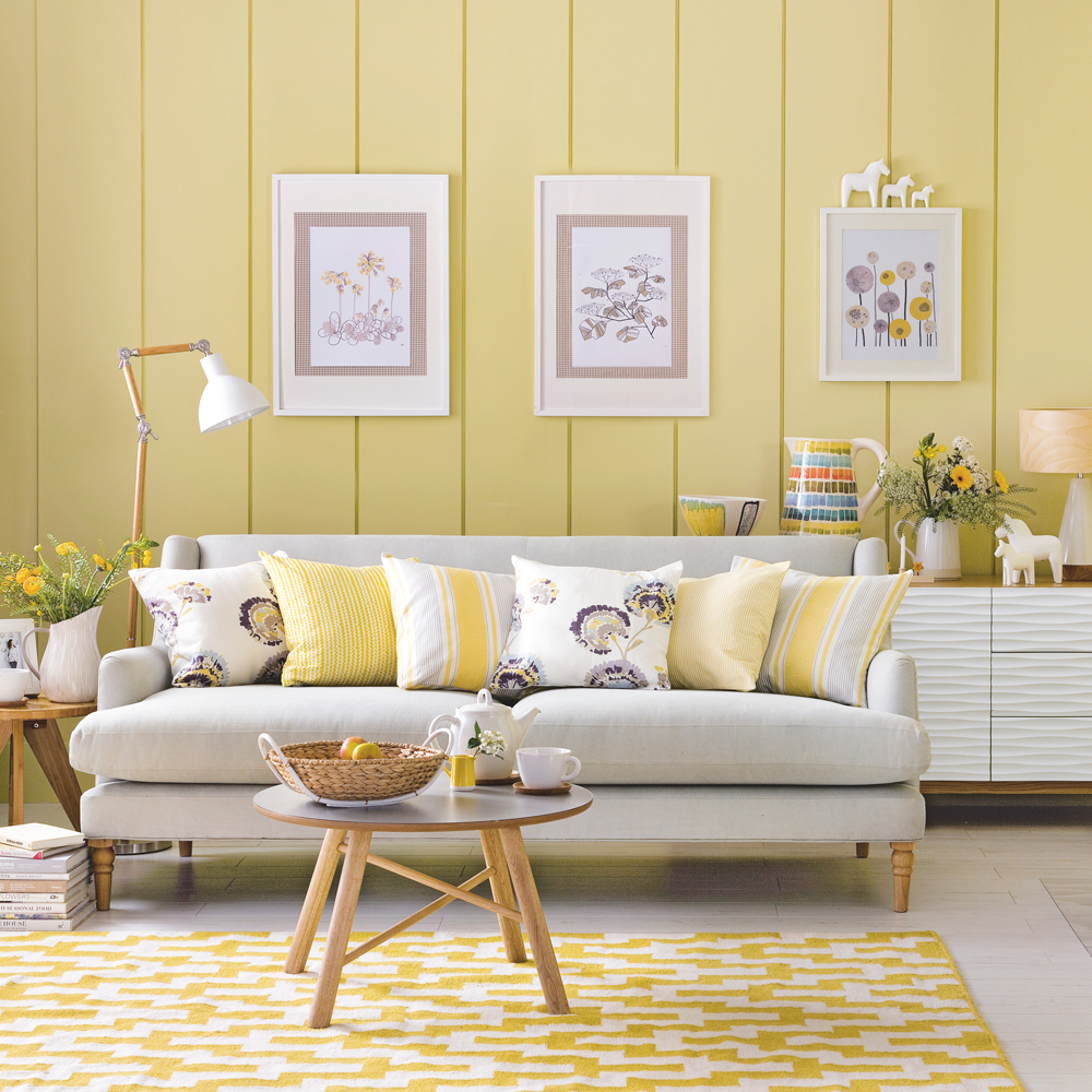 Soft yellow living room