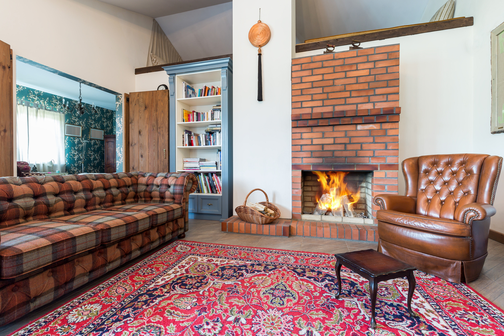 Modern farmhouse red-brown living room