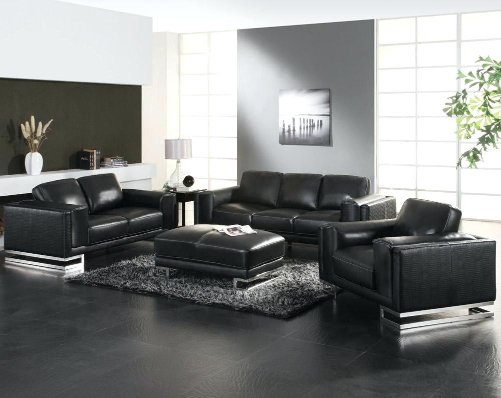 Black leather sofa set