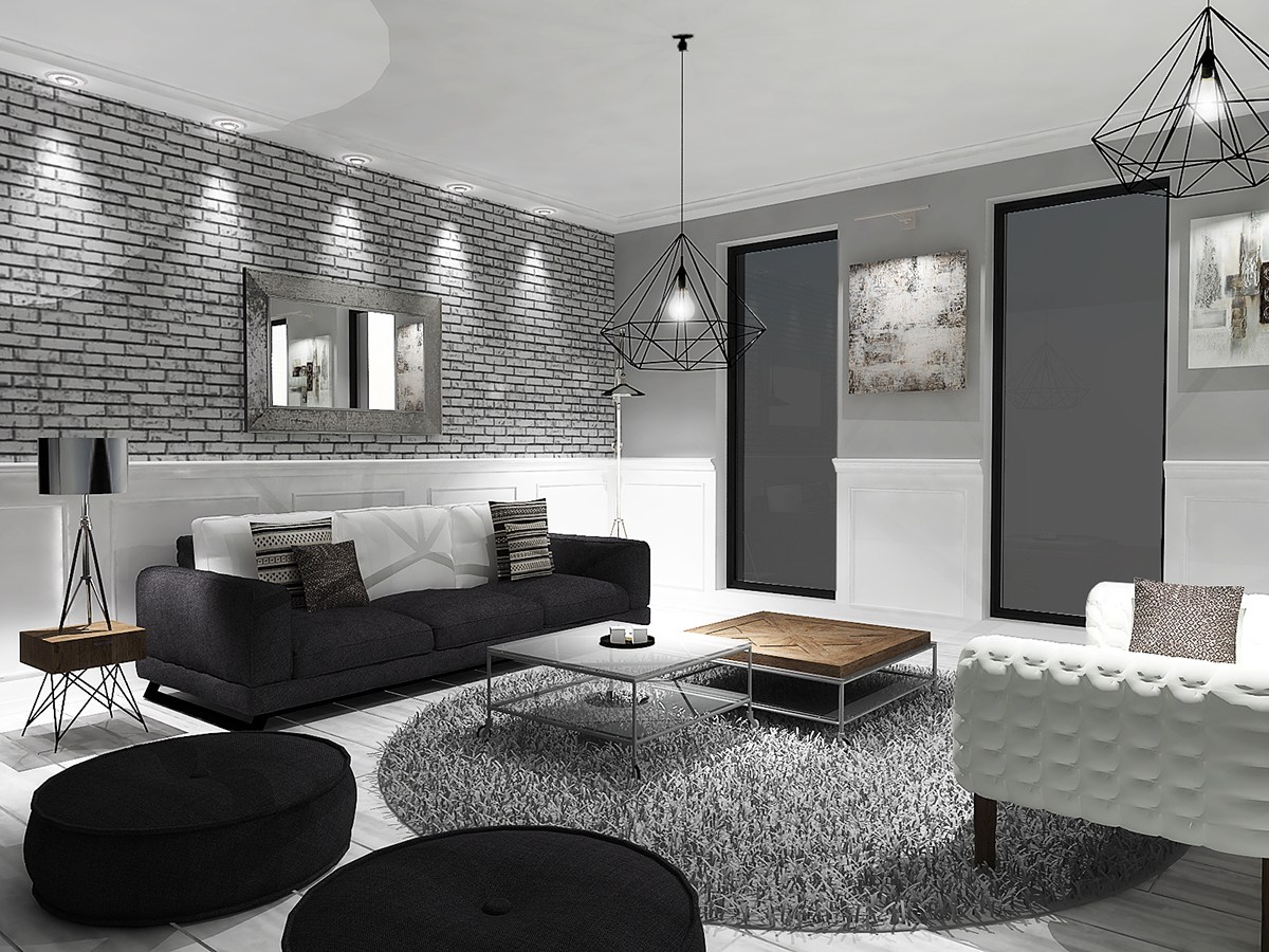 Seductive black and gray living room