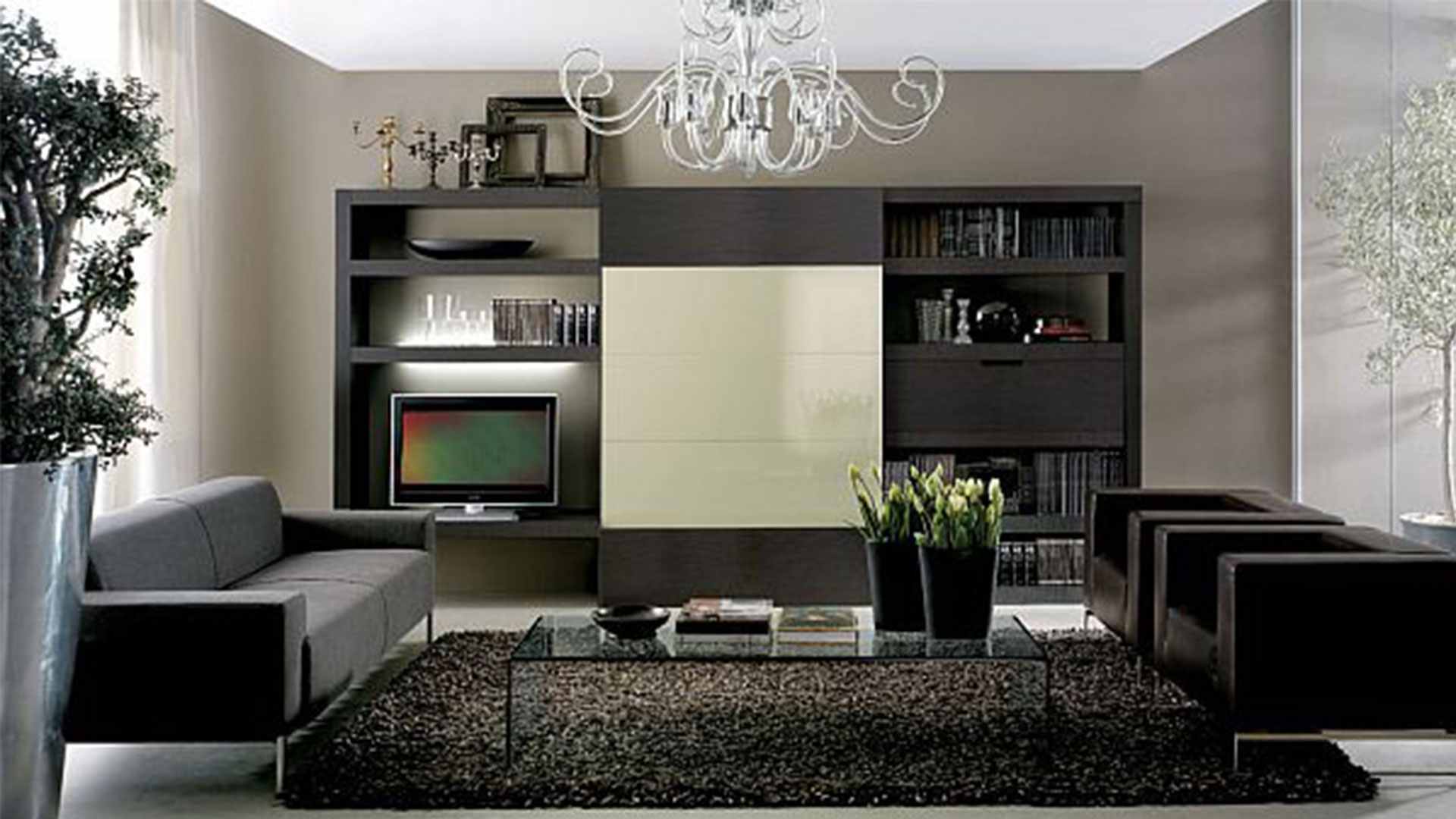 Attractive black and gray living room