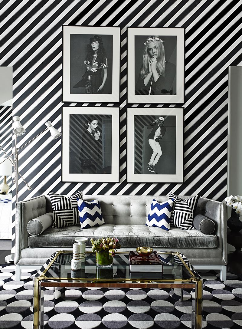 Nice living room in a geometric style.