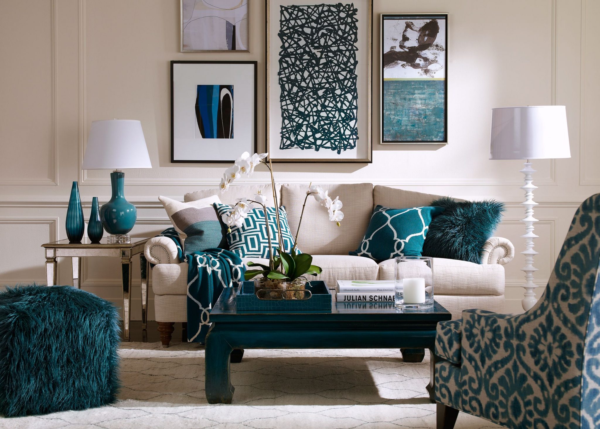 Smart turquoise living room