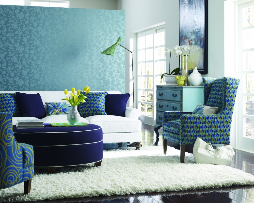 Amazing blue green living room