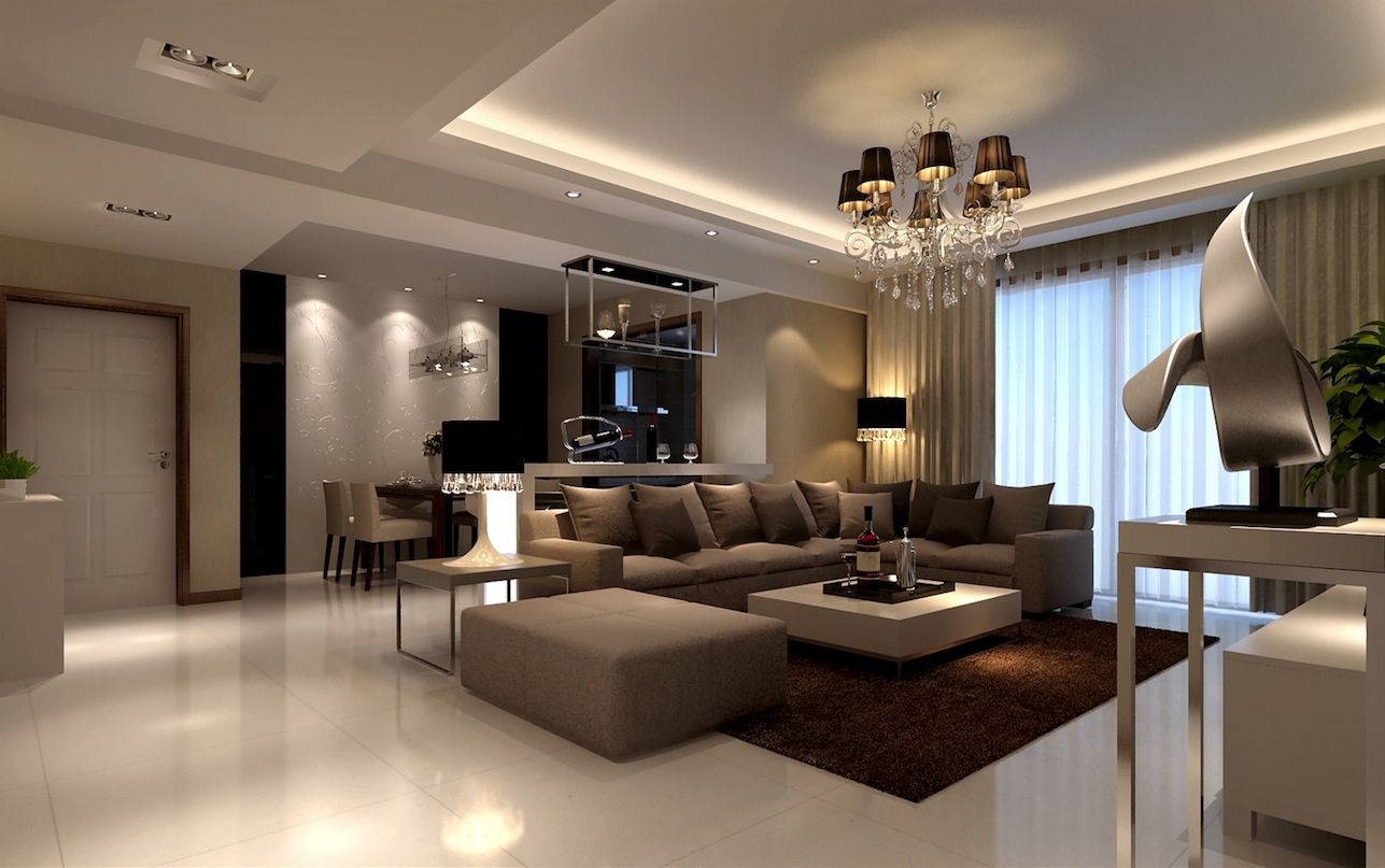 Modern stylish brown couch living room