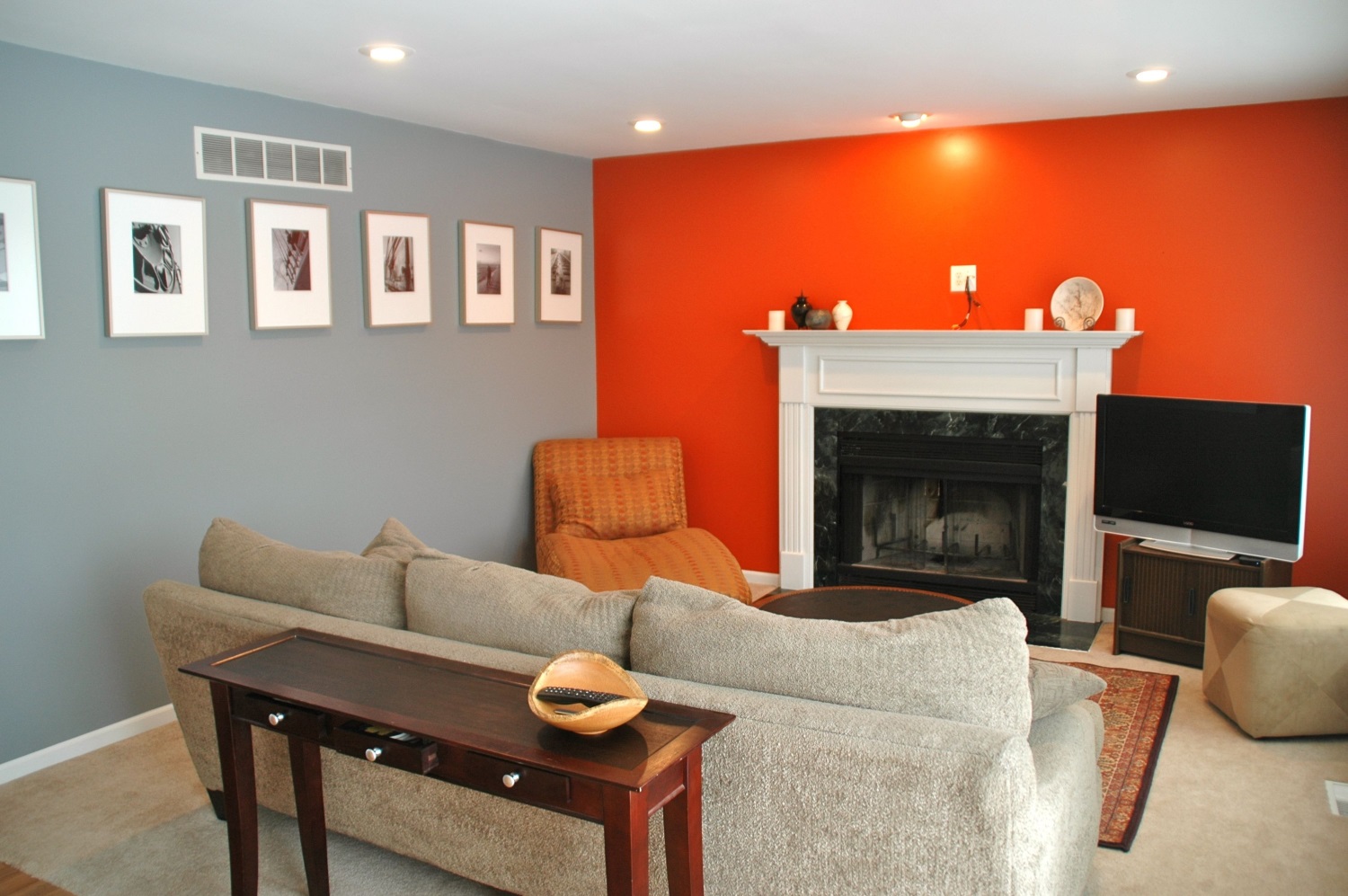 Partly orange living room style