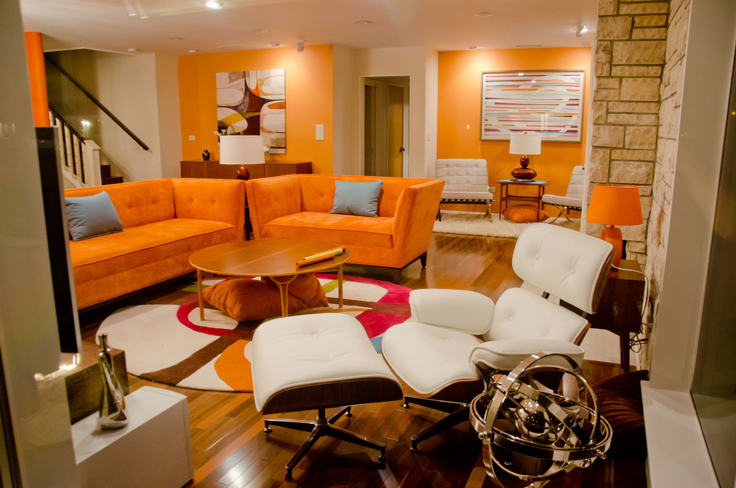 Modern orange living room