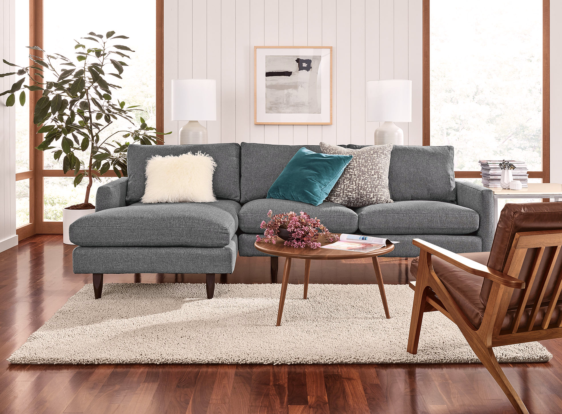 Simple mid-century living room model