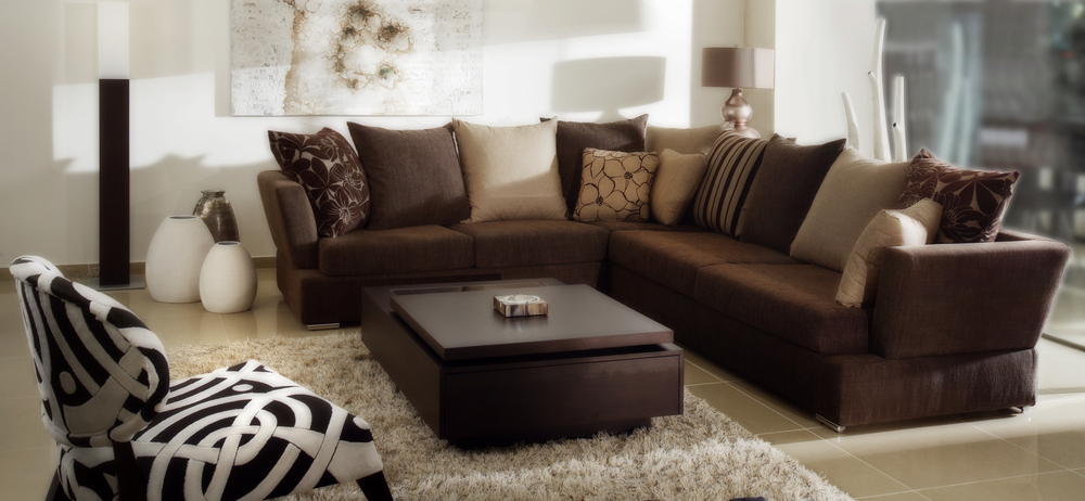 Stylish brown couch living room