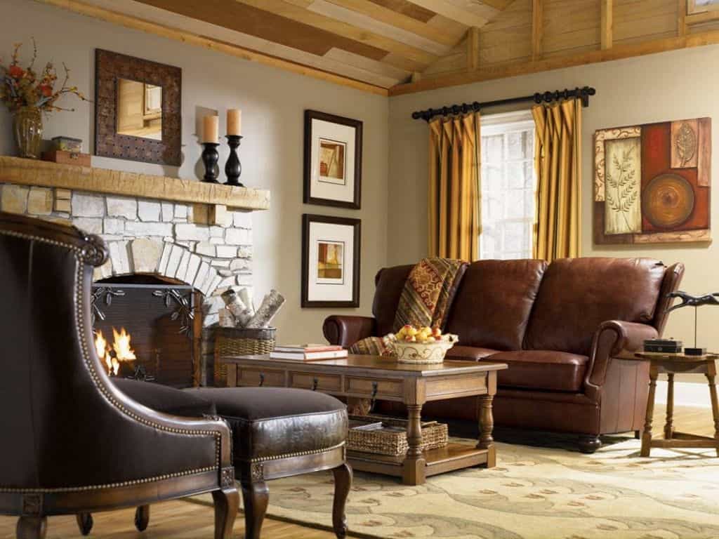 Rustic living room in French country style. 