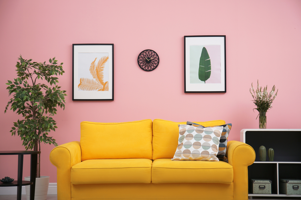 Simple living room with sunny colors