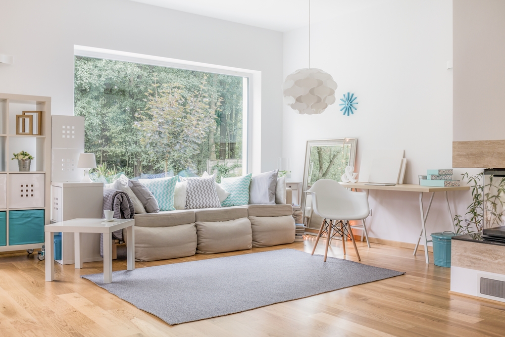 Simple white modern living room
