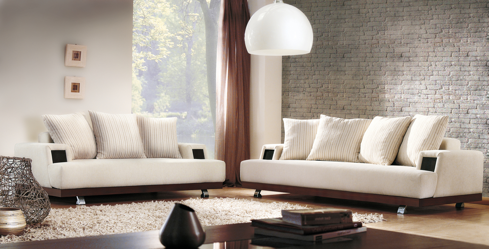 White and brown living room
