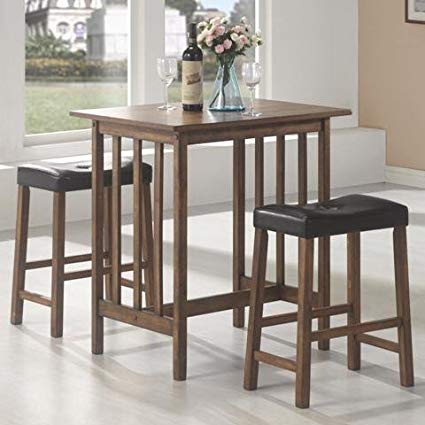 3-piece breakfast table and stool set in nut brown HXURALZ
