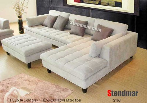 3pc new modern gray microfiber share sofa s168rg OQAAPKW