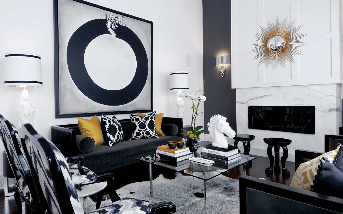 Shimmering, elegant living room. 