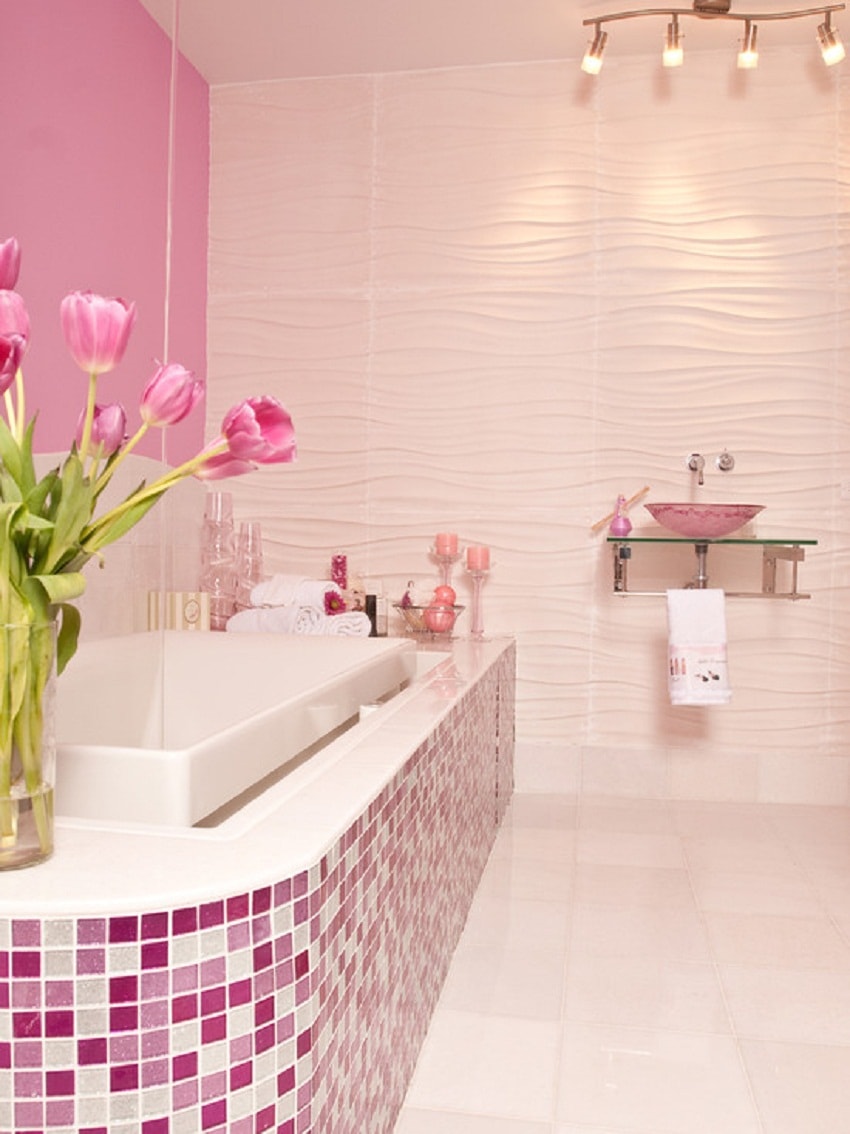 Trendy pink bathroom