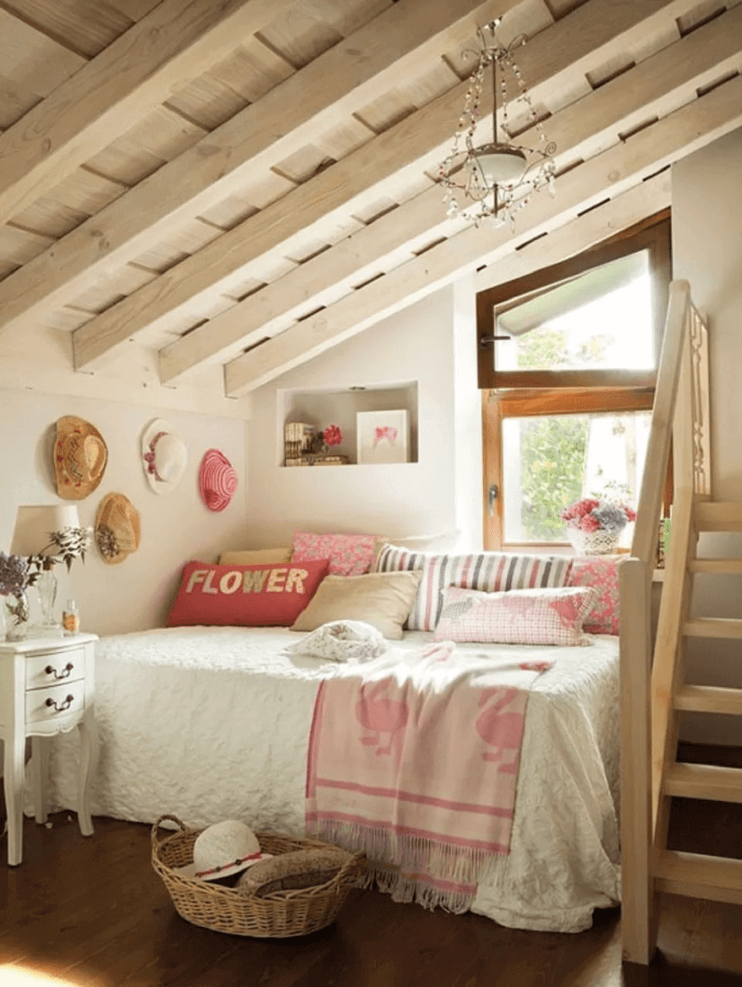 Girly farmhouse bedroom