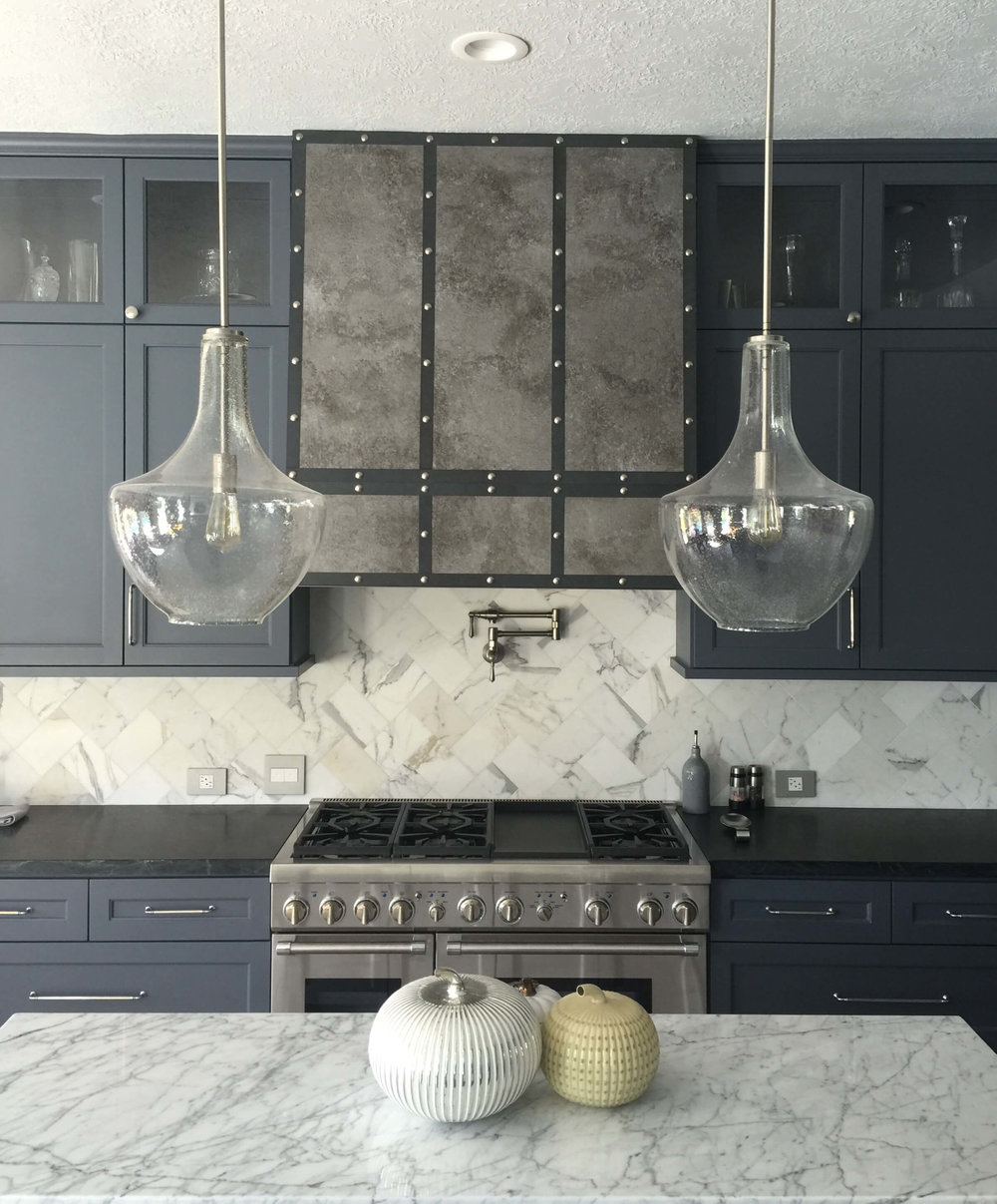 Elegant gray kitchen cabinet