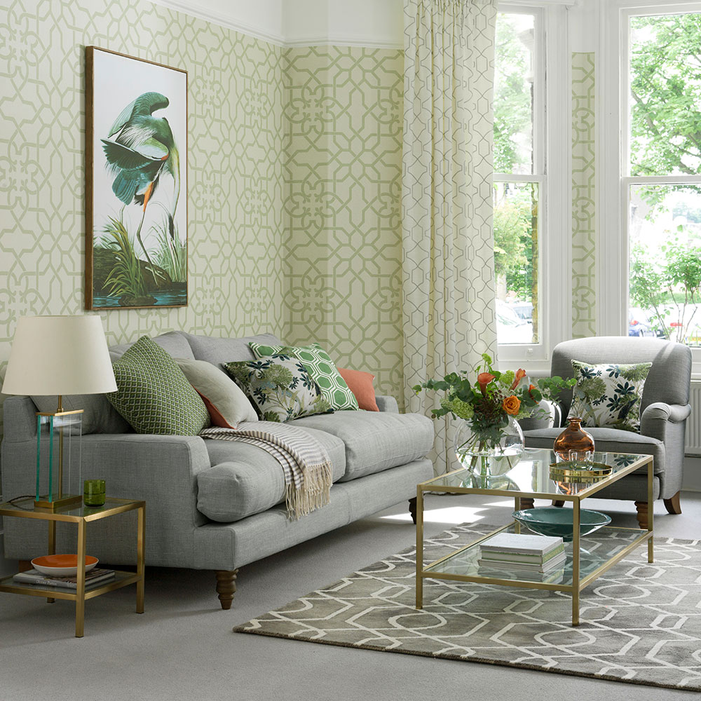 Chic gray and green living room ideas