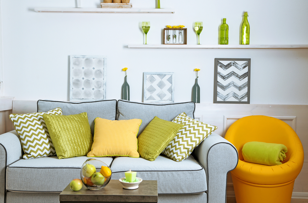 Fresh gray and yellow living room ideas