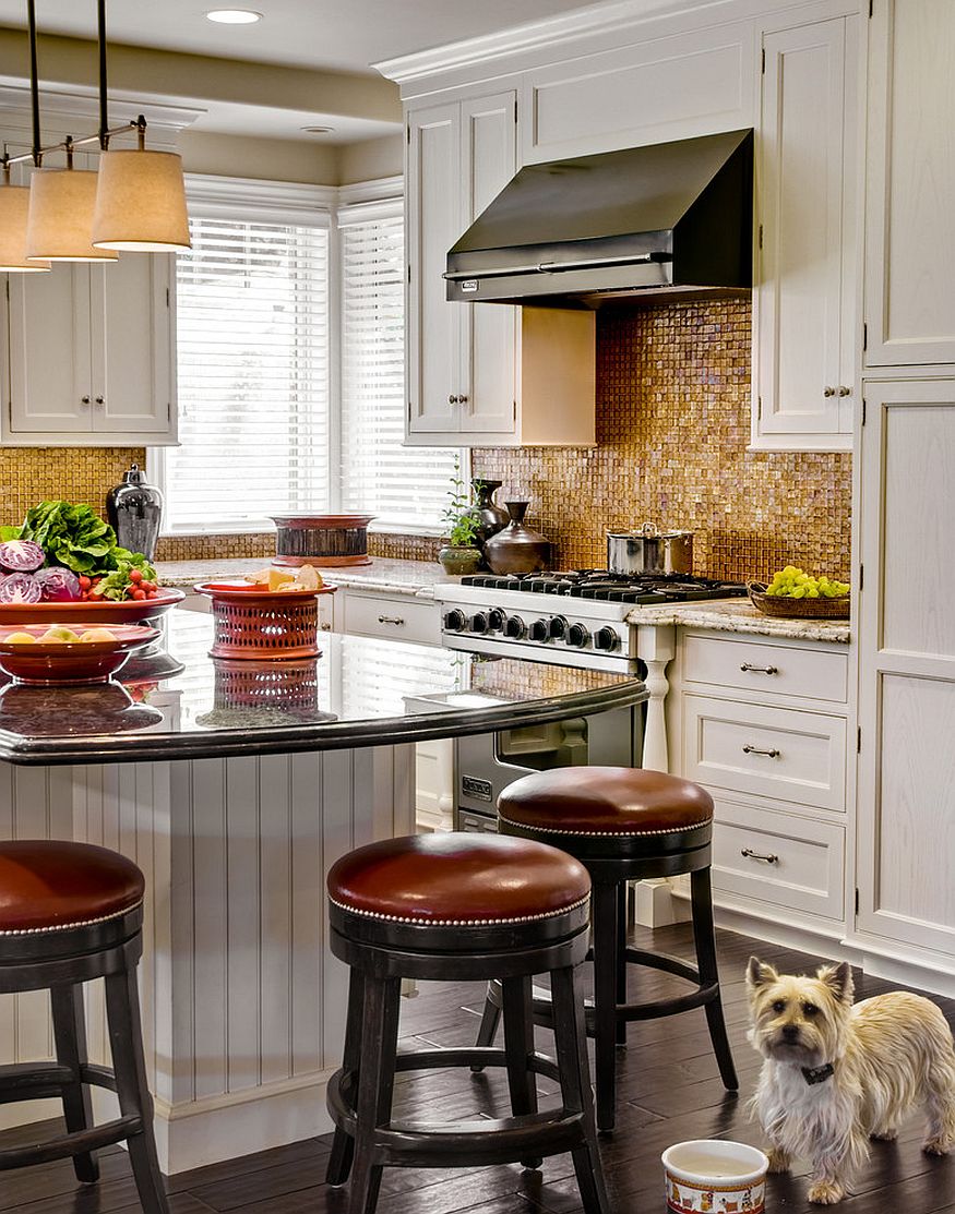 Classic lamps as kitchen island lighting