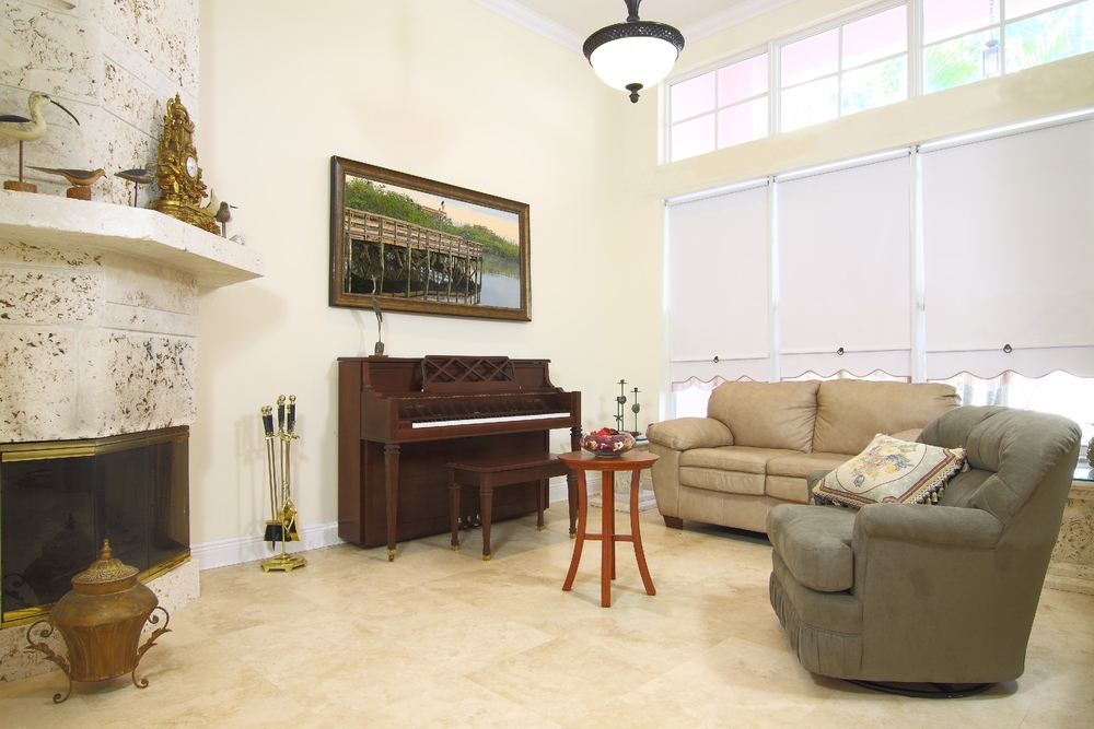 Beige tiles in country style living room