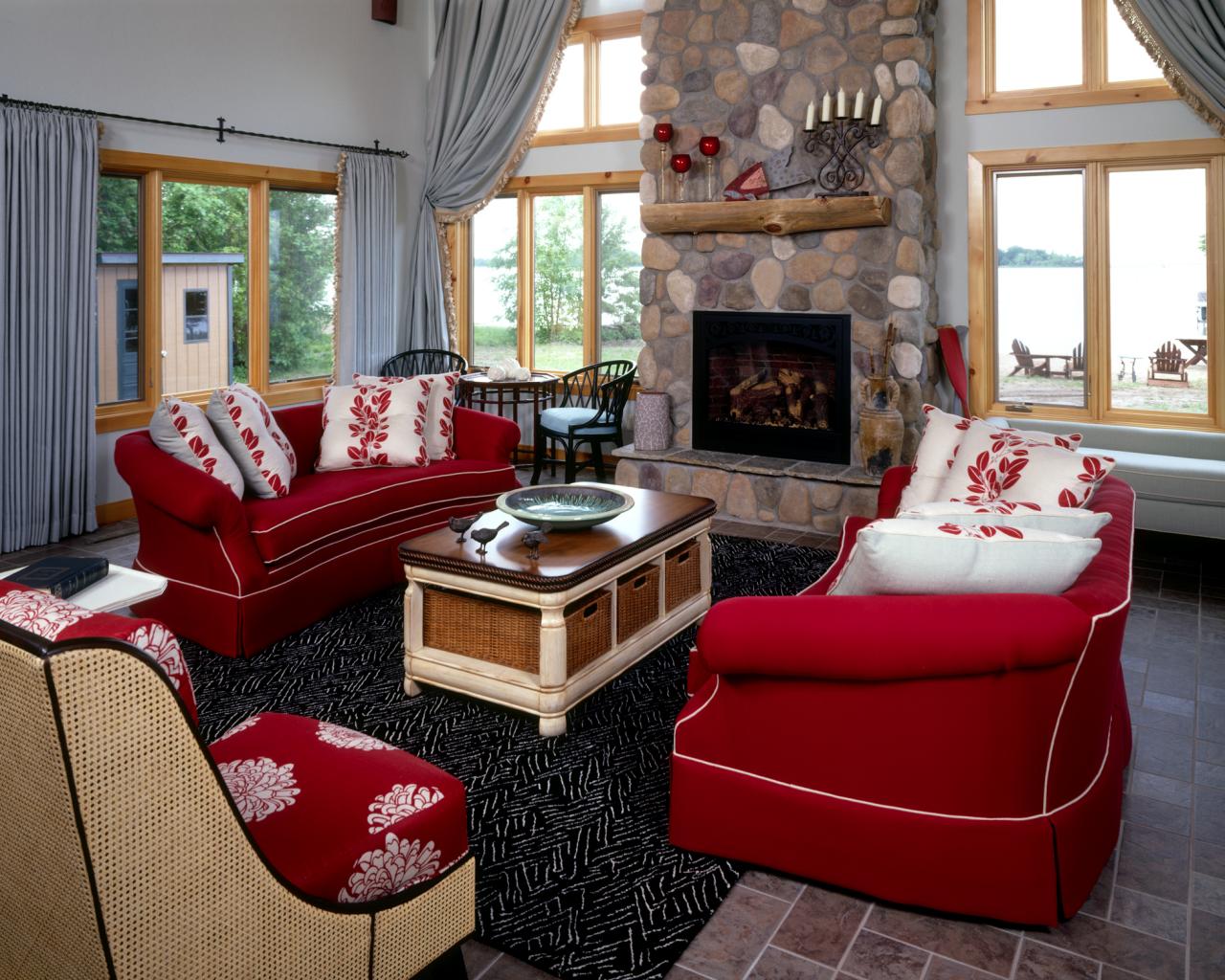 Nice red and gray living room