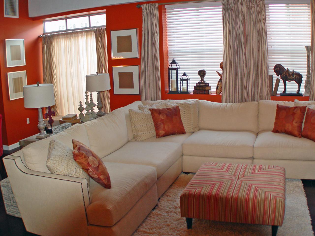 Artistic orange living room